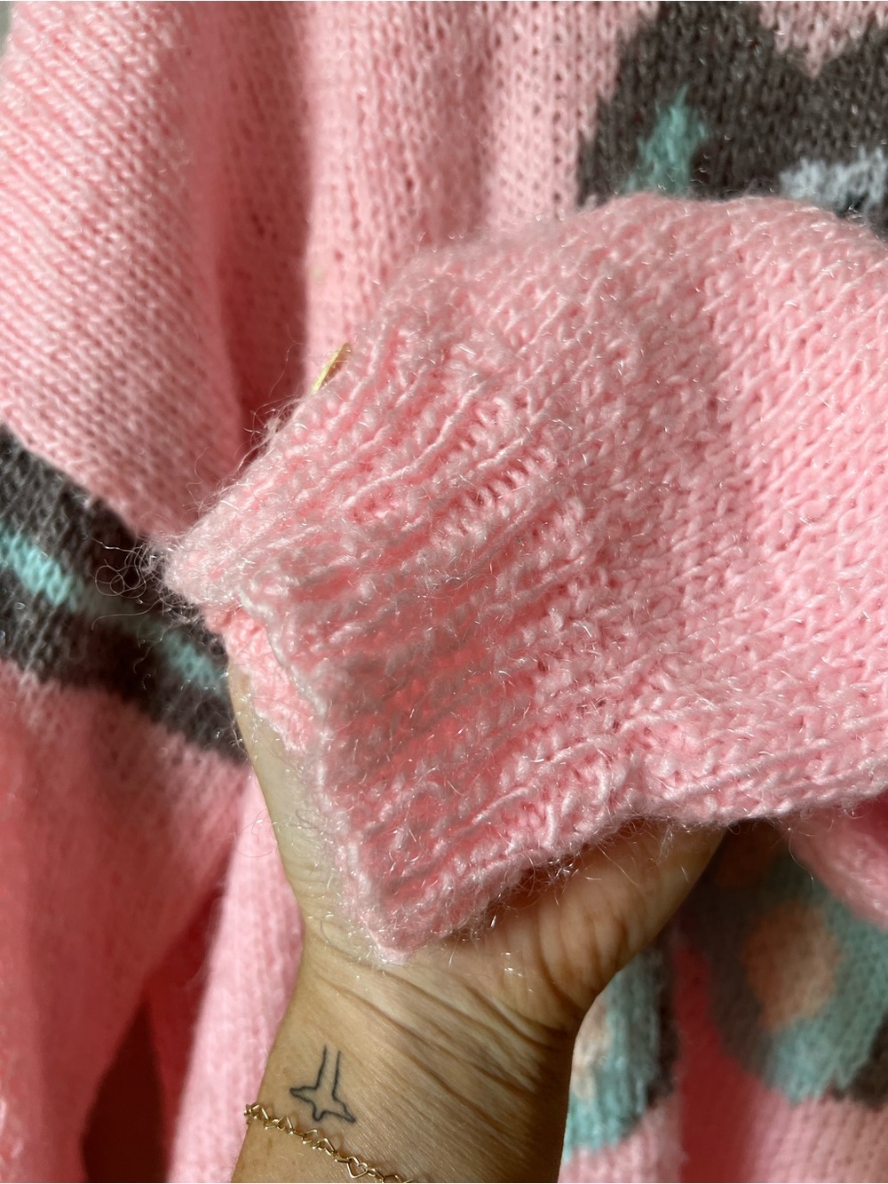 Hand knit Pink Plush Bear Graphic Sweater - Women - Picture 6 of 8